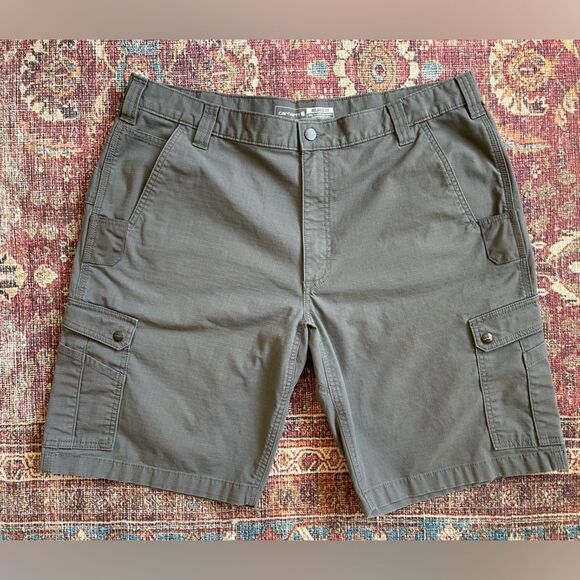 Men's Carhartt Cargo work Shorts grey rugged flex relaxed fit rip stop s… - Picture 1 of 11